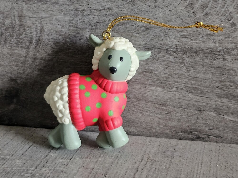 Gibson Ornament 1992 Warm 'n Wooly Christmas Collectibles Sheep W Sweater G23a
